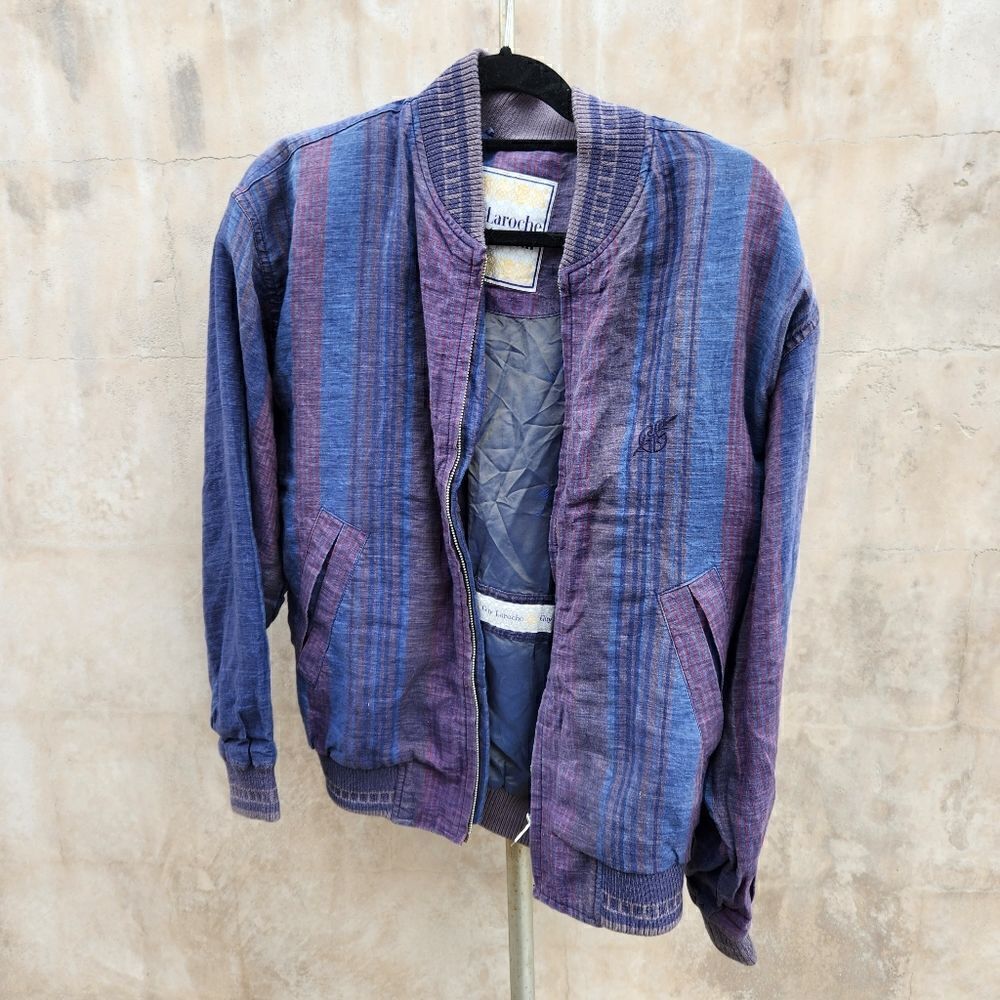 Guy laroche vintage linen blend bomber style jacket